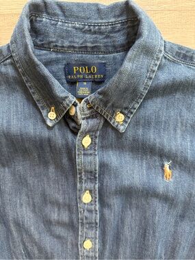 Polo by Ralph Lauren Girls Blue Denim Button-Up Shirt